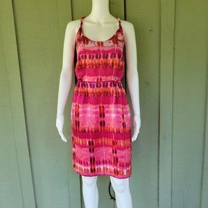 NWT BANANA REPUBLIC Pink Print Silk Twisted Shoulder Dress  8